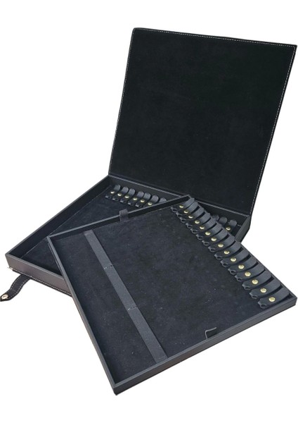 30 Lu Tesbih Kutusu ve Çantası (Çıtçıtlı) Süet 34X38 cm Siyah