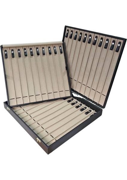 32'li Iki Katlı Tesbih (Ahşap Kasa) Siyah Deri Çanta& Kutu 35X38 cm