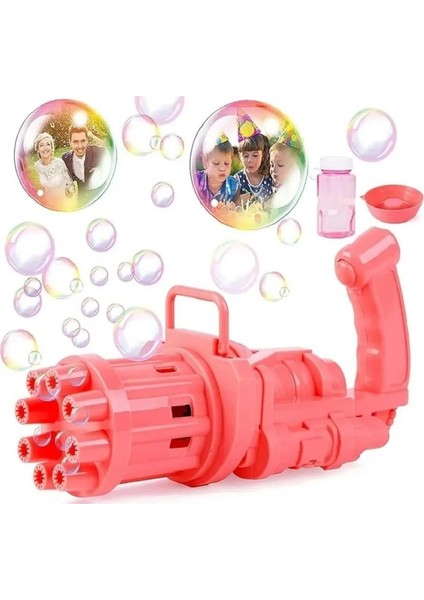 Pembe Çoklu Köpük Atan Köpük Tabancası Bubbles Gun Baloncuk Tabancası Pilli Köpük Makinası Pink Gun