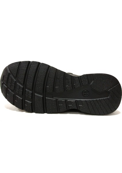 Siyah Gümüş Yüksek Topuklu Bağcıklı Sneakers Spor Ayakkabı