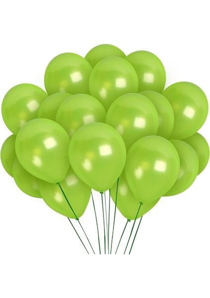 Vıp 100 Pcs Shıny Metallıc Light Green Balloon Vıp Parlak Metalik Yeşil Balon Helyum Gazı Uyumludur