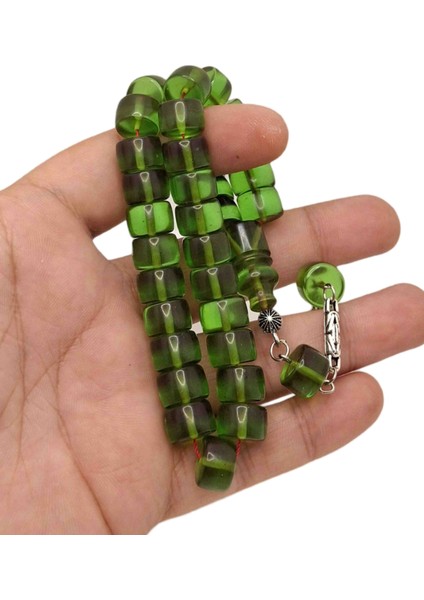 Tekerlek Kesim Yeşil Necef Ateş Kehribar Tesbih