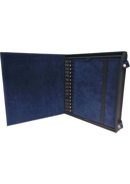 30 Lu Tesbih Kutusu ve Çantası (Çıtçıtlı) Süet 34X38 cm Lacivert indirimleri