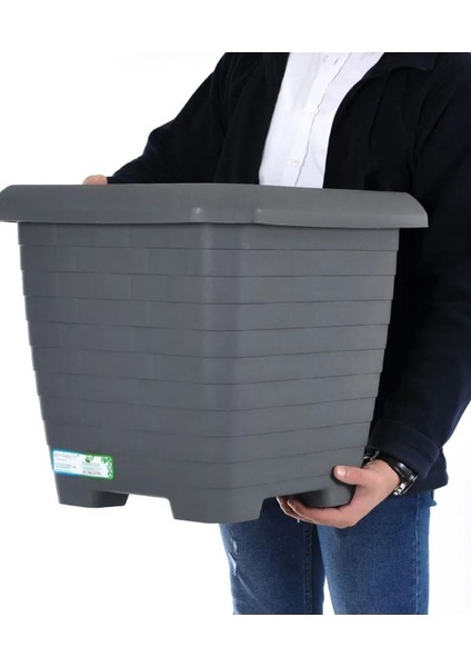 Hisar Kare Saksı 25,3 Litre Dış ve Iç Mekan Saksı Gri modelleri