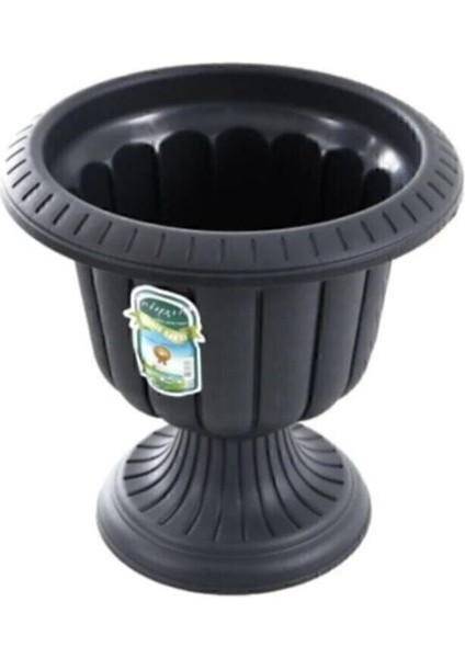 Ayaklı Dekoratif Nergis Saksı 9,8 Litre 2 Adet Antrasit Gri