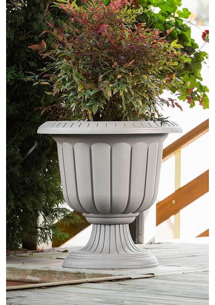 Serinova Nergis Saksı 6 Litre Beyaz Ayaklı Plastik Çiçek Saksısı