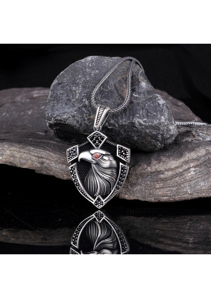 Kartal Motifli Model 925 Ayar Gümüş Kolye