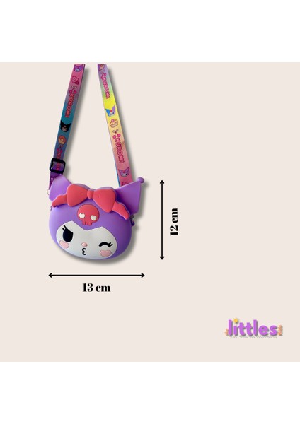 Kız Çocuk Sanrio Kuromi Figürlü Çıkartılabilir Ayarlanabilir Renkli Askı Mor Renk Silikon Çapraz Çanta Cüzdan fiyatları