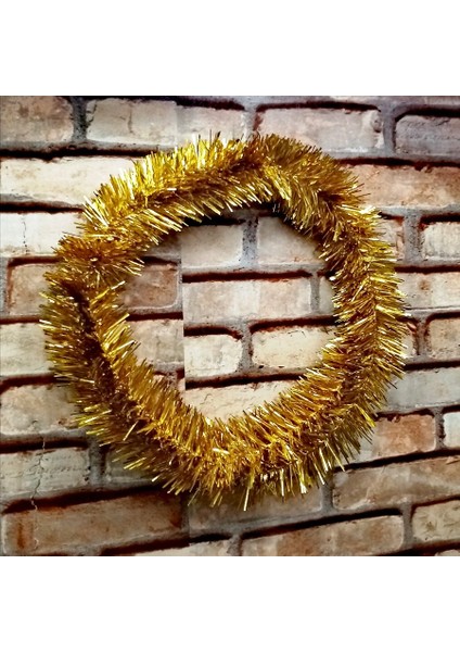 Pilli Gün Işığı LED Işıklı Garland 5 Metre Işıklı Parlak Metalik Gold Çam Dalı Işıklı Gold Garland