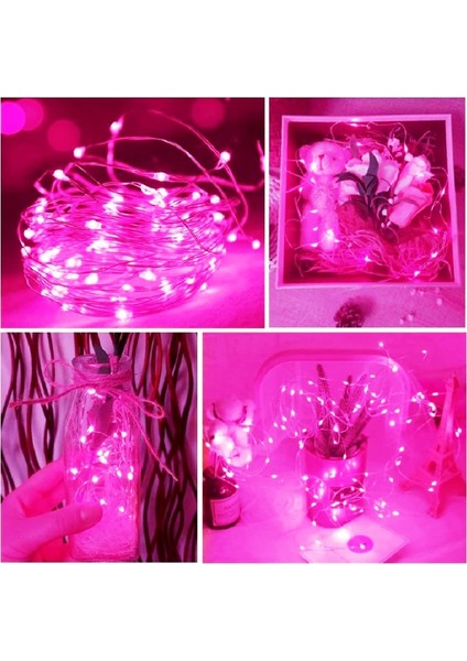 4 Metre Pembe Pilli LED Işık Canlı Pembe Işık IP65 Su Geçirmez Sevgililer Gününe Özel Pembe LED Işık