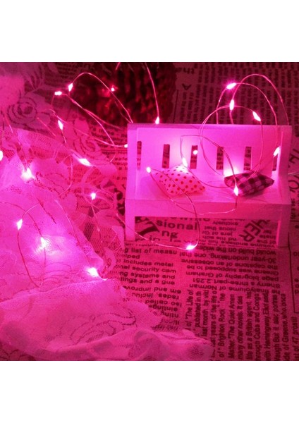 4 Metre Pembe Pilli LED Işık Canlı Pembe Işık IP65 Su Geçirmez Sevgililer Gününe Özel Pembe LED Işık