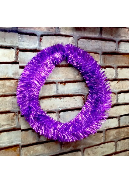 Pilli Gün Işığı LED Işıklı Garland 5 Metre LED Işıklı Parlak Metalik Mor Çam Dalı Işıklı Mor Garland