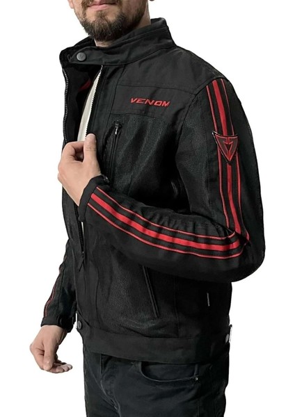 Ceket Compass Racıng Motosiklet Montu Siyah Kırmızı - 4xl