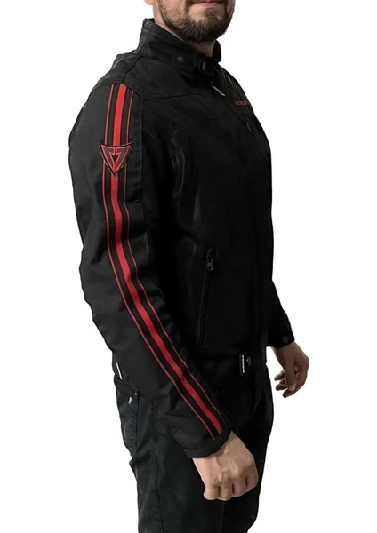 Ceket Compass Racıng Motosiklet Montu Siyah Kırmızı - 4xl