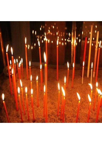 Vıp 35 cm 8 Pcs Church Red Candles Kırmızı Arınma Mumu 8 Adet Kırmızı Ince Mum Kırmızı Kilise Mumu