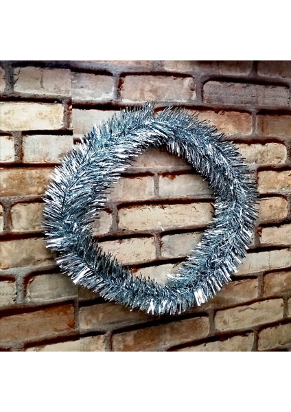 Gün Işığı LED Işıklı Garland 5 Metre Işıklı Parlak Metalik Gümüş Çam Dalı LED Işıklı Gümüş Garland