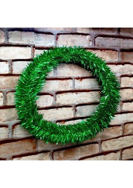 Gün Işığı LED Işıklı Garland 5 Metre LED Işıklı Parlak Metalik Yeşil Çam Dalı Işıklı Yeşil Garland