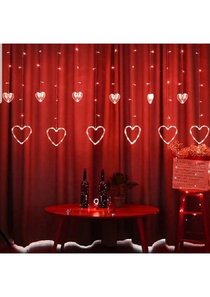 LED Işıklı Kırmızı Salkım LED Işık Kalpli Salkım LED Işık Kırmızı LED Işık Romantik Dekor Kalp Işık