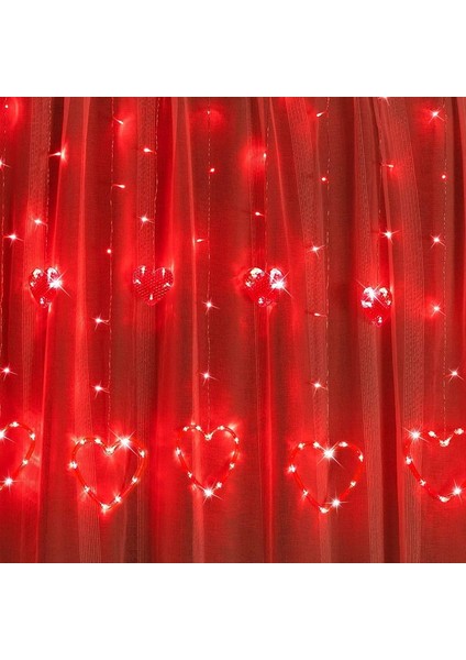 LED Işıklı Kırmızı Salkım LED Işık Kalpli Salkım LED Işık Kırmızı LED Işık Romantik Dekor Kalp Işık
