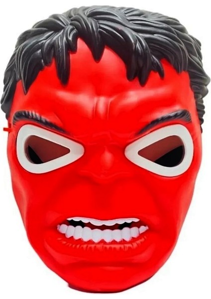 LED Işıklı Maske Işıklı Kırmızı Hulk Maskesi LED Light Red Hulk Mask Parti Maskeleri Kırmızı Maske