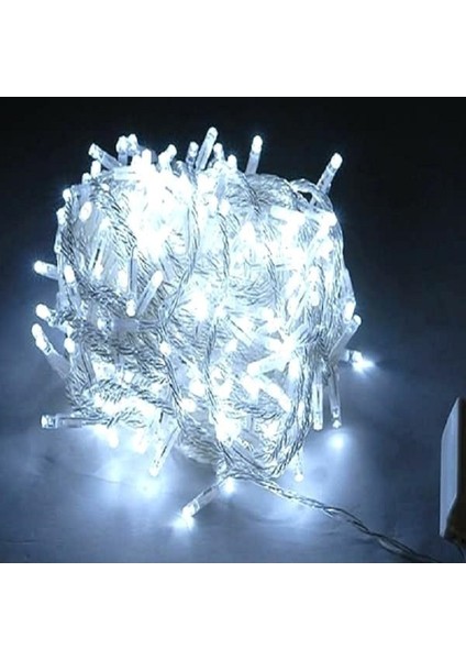 Yılbaşı Dekor Işıkları 10 Metre 100 LED Beyaz LED Işık Beyaz Ip LED Işık Modlu 220 Volt Fişli Model