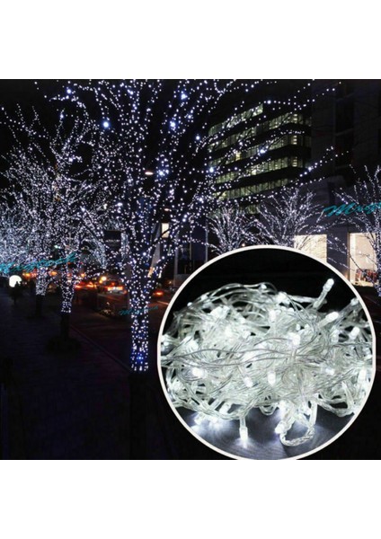 Yılbaşı Dekor Işıkları 10 Metre 100 LED Beyaz LED Işık Beyaz Ip LED Işık Modlu 220 Volt Fişli Model