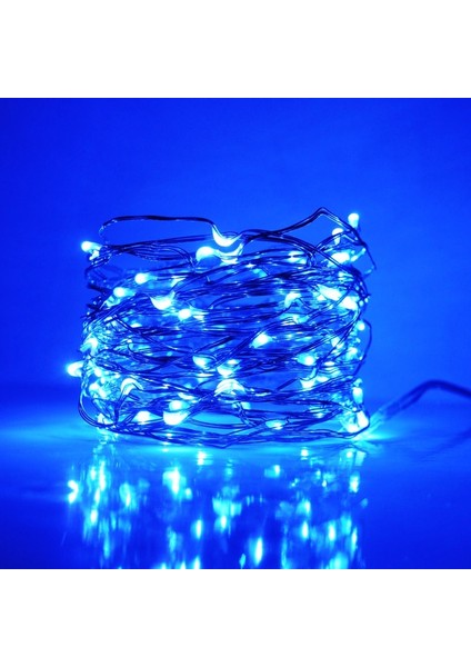 8 Metre Micro Dökme LED Ultra Parlak Canlı Mavi Işık Su Geçirmez Mavi Pilli LED Işık Sabit Yanar