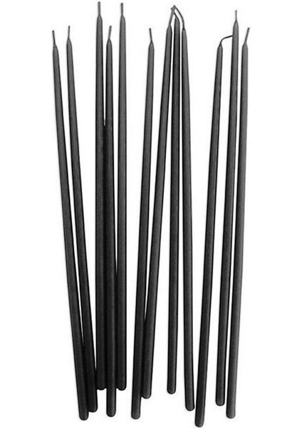 Vıp 35 cm 8 Pcs Church Black Candles Siyah Arınma Mumu 35 cm 8 Adet Siyah Ince Mum Siyah Kilise Mumu