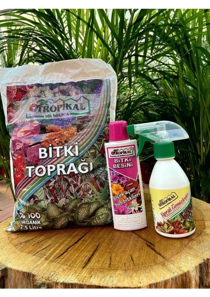 Bitki Toprağı Perlit Karışımlı 2,5 Lt+Çiçek Açtıran Bitki Besini 225 Ml+Böcek Ilacı 250 ml