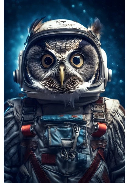 Mdf Uv Baskı Üzerine Astronot Baykuş Tablo