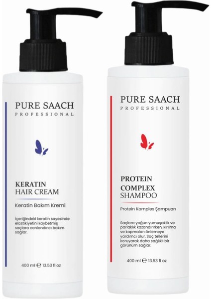 PURE SAACH PROFESSİONAL 2 ÜRÜN BİR ARADA Protein Comlex Shampoo ve Protein Keratin Bakım Saç Krem