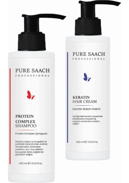 PURE SAACH PROFESSİONAL 2 ÜRÜN BİR ARADA Protein Comlex Shampoo ve Protein Keratin Bakım Saç Krem
