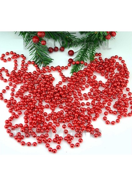 Vıp Deluxe 5 Metre Kırmızı Zincir Süs Kırmızı Yılbaşı Ağacı Süsleri Kırmızı Noel Ağacı Süsleri