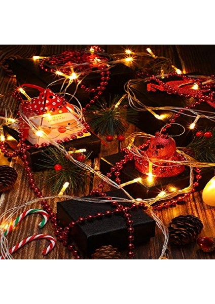Vıp Deluxe 5 Metre Kırmızı Zincir Süs Kırmızı Yılbaşı Ağacı Süsleri Kırmızı Noel Ağacı Süsleri