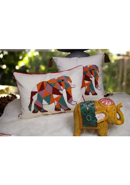 Fil Desen Punch Baskı Kırlent Kılıfı fırsatları