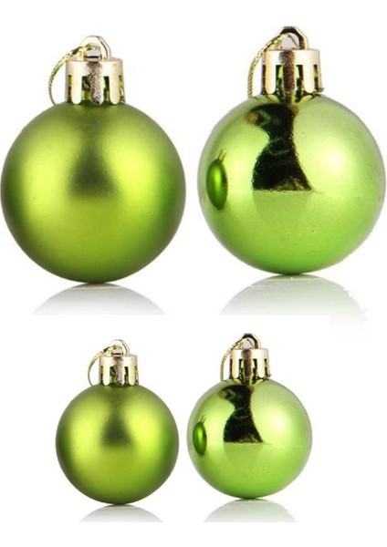 Vıp Deluxe 12 Adet 5 cm Mat Parlak Açık Yeşil Top Süsler Yılbaşı Ağacı Süsleri Noel Ağacı Süsleri