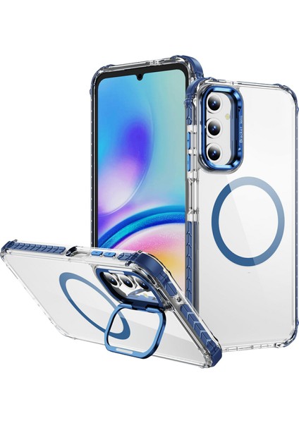 Samsung Galaxy S24 Fe Için Magsafe-Blue ile Uyumlu Lens Kickstand Kapaklı Şeffaf Telefon Kılıfı (Yurt Dışından)