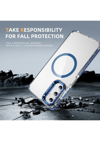 Samsung Galaxy S24 Fe Için Magsafe-Blue ile Uyumlu Lens Kickstand Kapaklı Şeffaf Telefon Kılıfı (Yurt Dışından) fırsatları