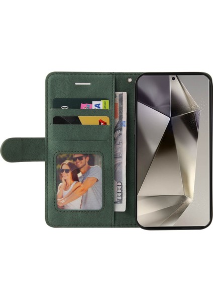 Kt Deri Serisi-1 Samsung Galaxy S25 Ultra Deri Kılıf Renk Ekleme Telefon Kapak Cüzdan Standı-Yeşil (Yurt Dışından)