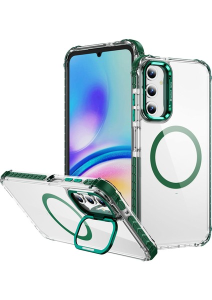 Samsung Galaxy S24 Fe Için Magsafe-Green ile Uyumlu Lens Destekli Kapaklı Şeffaf Telefon Kılıfı (Yurt Dışından)