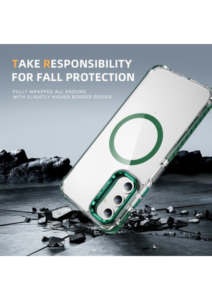 Samsung Galaxy S24 Fe Için Magsafe-Green ile Uyumlu Lens Destekli Kapaklı Şeffaf Telefon Kılıfı (Yurt Dışından) fırsatları