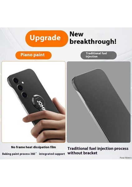Samsung Galaxy S24 Kılıf Sert Pc Çerçevesiz Pişirme Boyası Kickstand Telefon Kapağı-Siyah (Yurt Dışından)