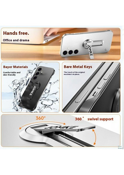Samsung Galaxy S24 Kılıf Sert Pc Çerçevesiz Pişirme Boyası Kickstand Telefon Kapağı-Siyah (Yurt Dışından)