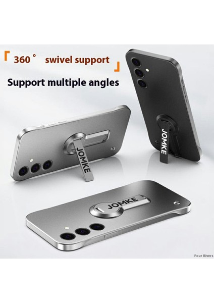 Samsung Galaxy S24 Kılıf Sert Pc Çerçevesiz Pişirme Boyası Kickstand Telefon Kapağı-Siyah (Yurt Dışından)