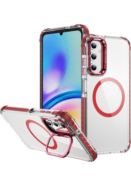 Samsung Galaxy S24 Fe Için Magsafe-Red ile Uyumlu Lens Destekli Kapaklı Şeffaf Telefon Kılıfı (Yurt Dışından)