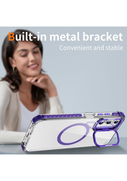Samsung Galaxy S24 Fe Için Magsafe-Mor ile Uyumlu Lens Kickstand Kapaklı Şeffaf Telefon Kılıfı (Yurt Dışından) fiyatları