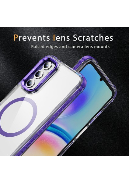Samsung Galaxy S24 Fe Için Magsafe-Mor ile Uyumlu Lens Kickstand Kapaklı Şeffaf Telefon Kılıfı (Yurt Dışından) modelleri