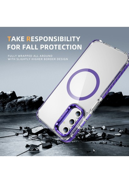 Samsung Galaxy S24 Fe Için Magsafe-Mor ile Uyumlu Lens Kickstand Kapaklı Şeffaf Telefon Kılıfı (Yurt Dışından) fırsatları