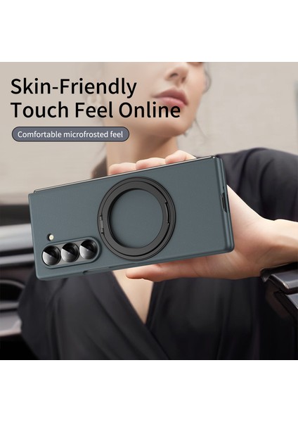 Samsung Galaxy Z Fold6 5g Manyetik Kılıf Yüzük Kickstand Sert Pc Kapağı Temperli Cam Ekran Filmi-Yeşil (Yurt Dışından) modelleri