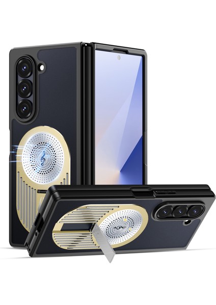 Samsung Galaxy Z Fold6 5g Manyetik Kılıf Isı Dağılımı Aromaterapi Kickstand Silikon + Pc Telefon Kapağı-Altın (Yurt Dışından)